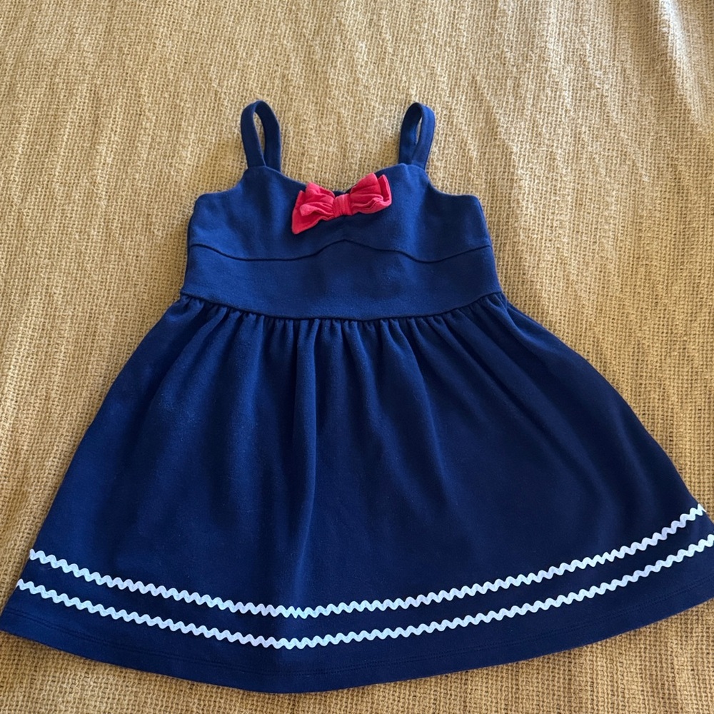 Janie and Jack Navy Blue Dress with Red Bow